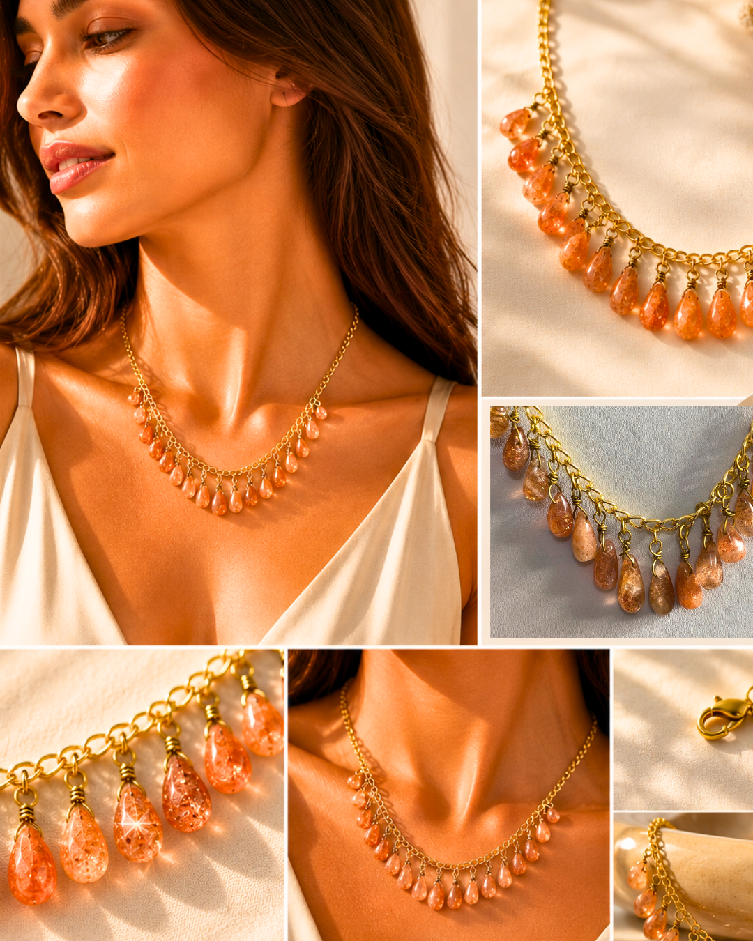 Handmade sunstone necklace presented as a meaningful gift for women who love natural gemstones.