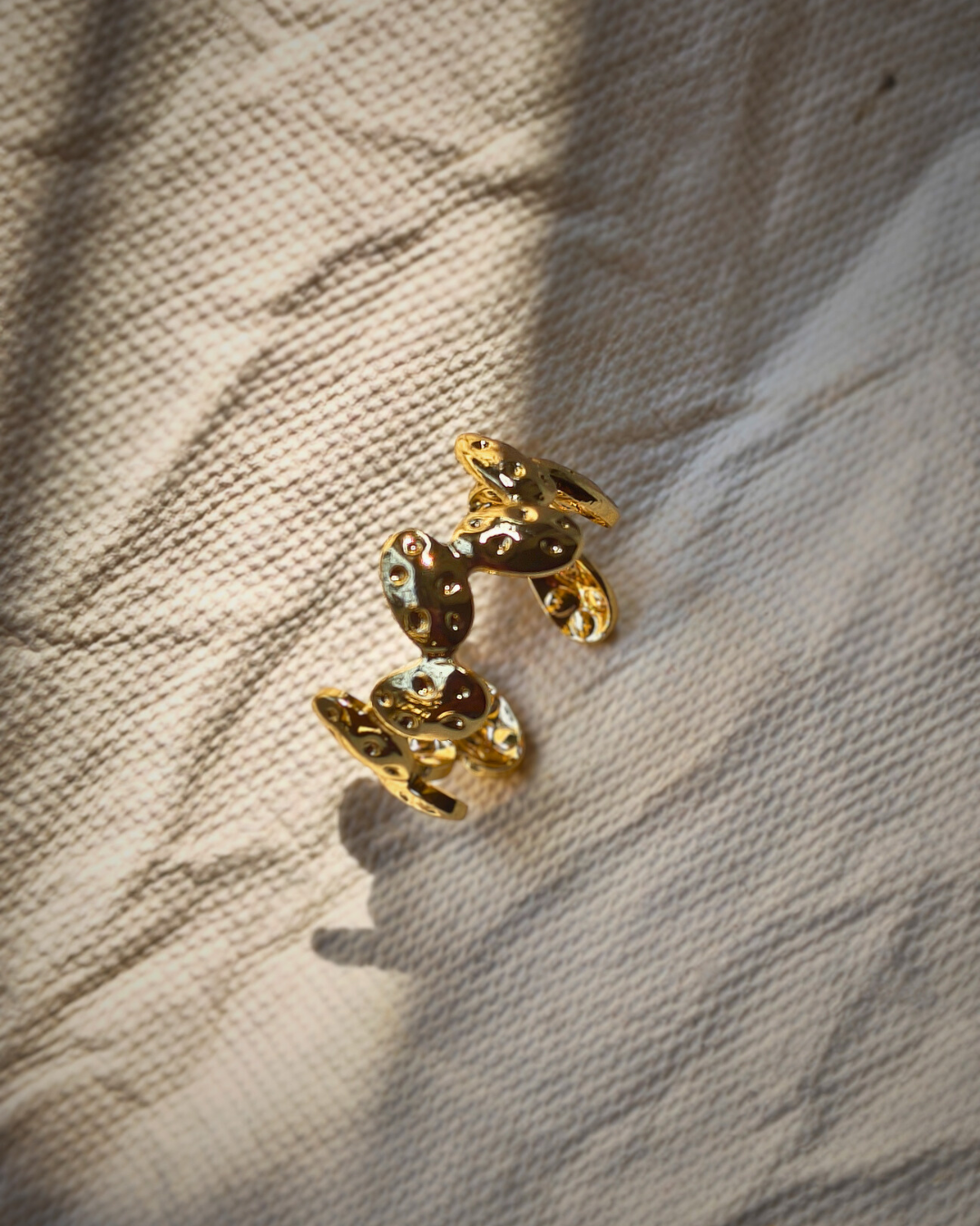 Minimal organic style gold ring for stacking and layering