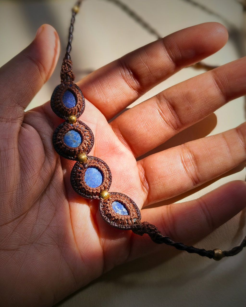 Making and back look of Natural Lapis Lazuli Necklace for Women and teens