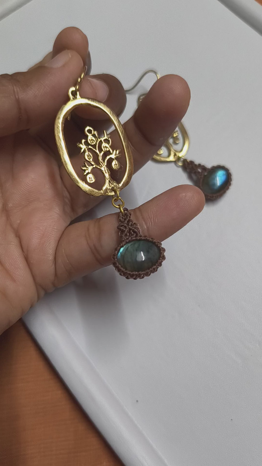 Tree of life labradorite earrings